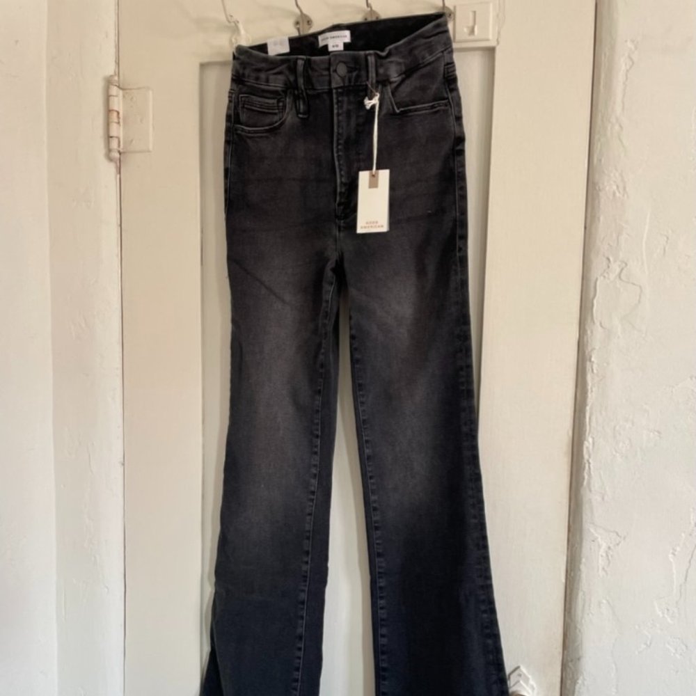 Good American Calik Denim Flare Jeans Black